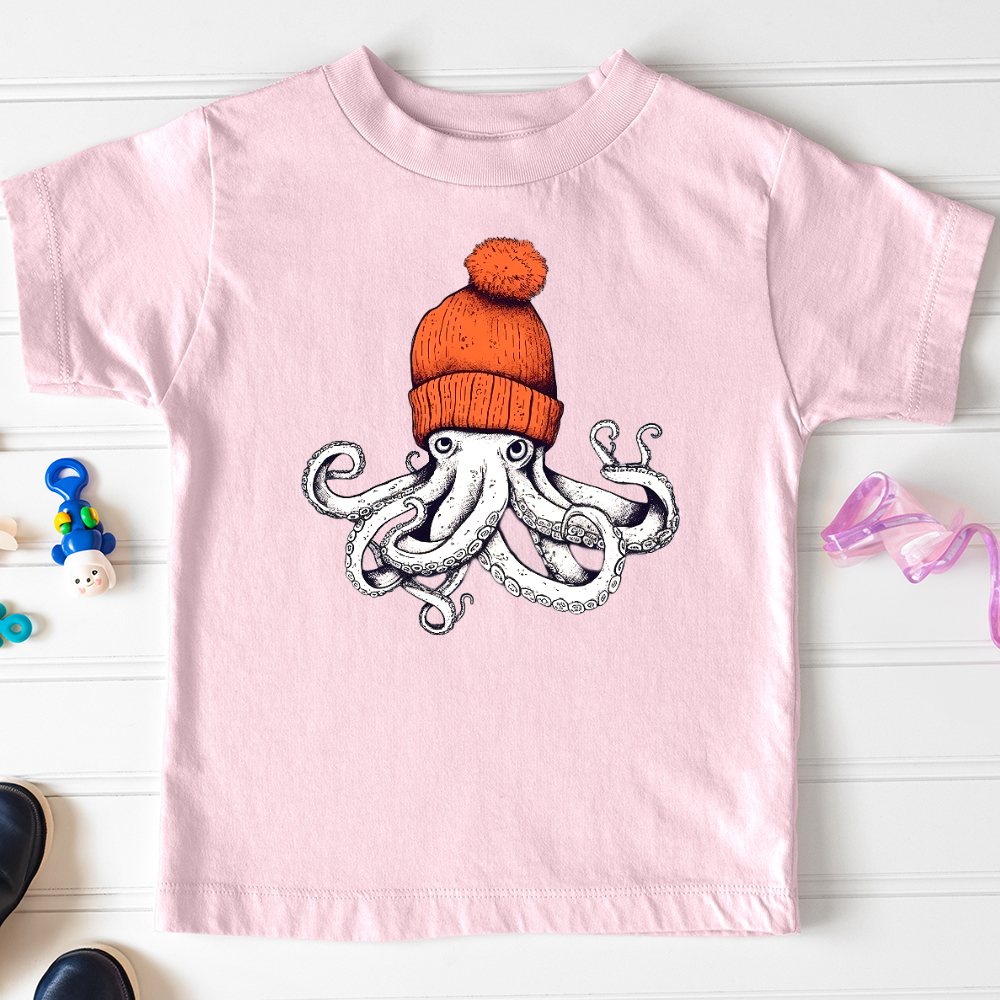 Viking Goods Octopus Orange Beanie Toddler Tee Pink / 2T