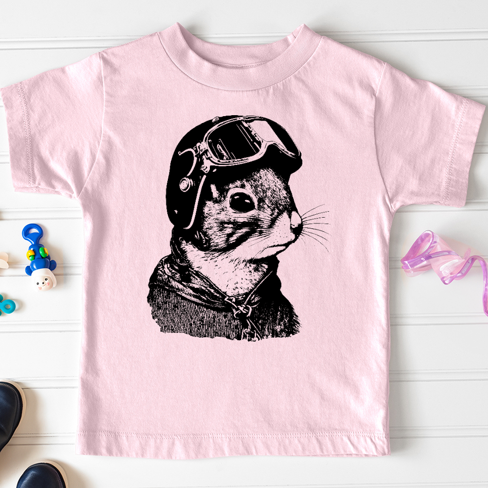 Viking Goods Squirrel Fighter Pilot Toddler Tee Pink / 2T