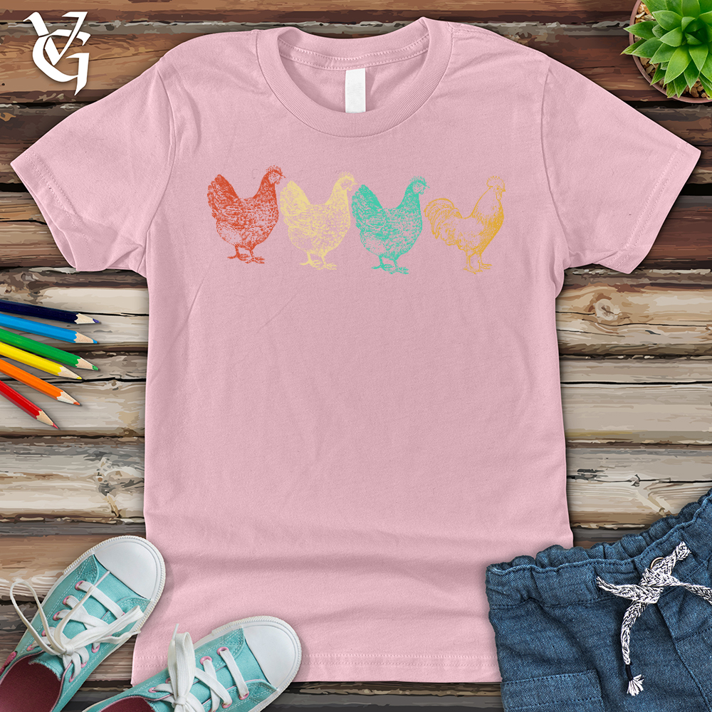 Viking Goods Chicken Scene Youth Tee Pink / L
