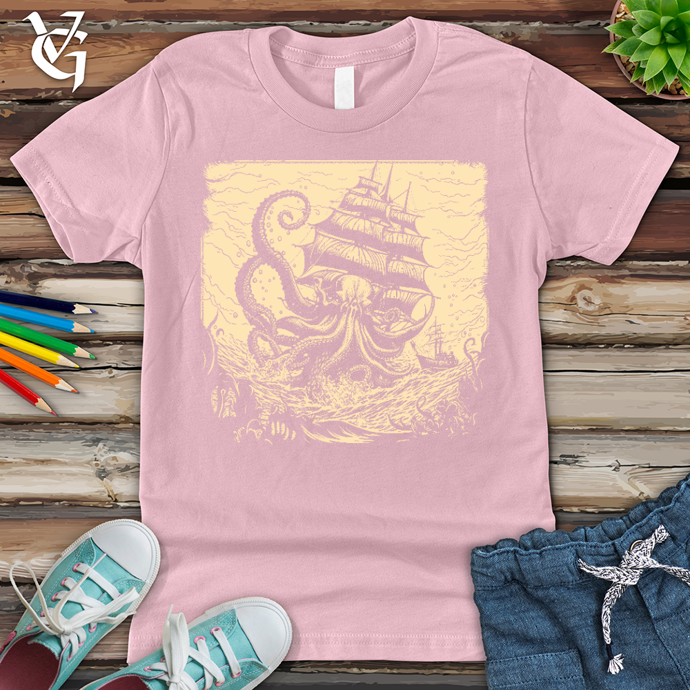 Viking Goods Kraken at Sea Youth Tee Pink / L