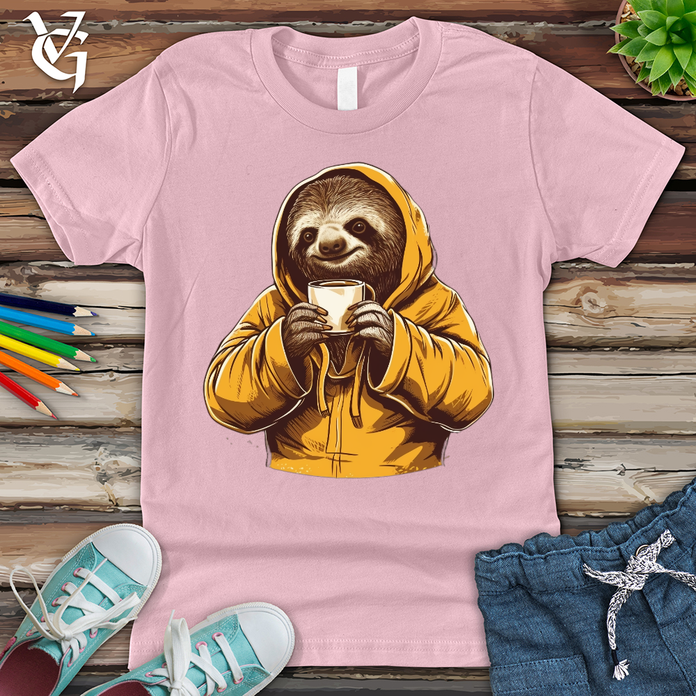 Viking Goods Sloth Coffee Youth Tee Pink / L