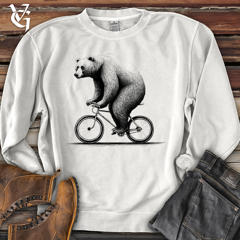 Viking Goods Bear Riding Bike Pigment-Dyed Crewneck Prepared For Dye / L