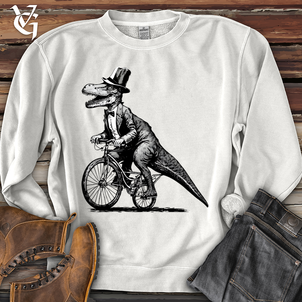 Viking Goods Dinosaur Riding a Bike Banjo Bison Pigment-Dyed Crewneck Prepared For Dye / L