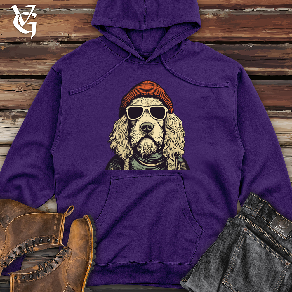Viking Goods Beanie Rocking Doodle Dog Midweight Hooded Sweatshirt Purple / L