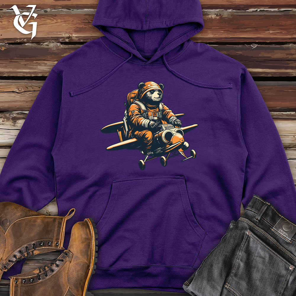 Viking Goods Bear Jetpack Skyward Adventure Midweight Hooded Sweatshirt Purple / L