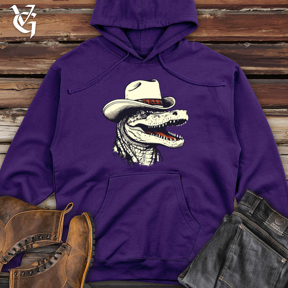Viking Goods Crocodile Marshland Cowboy Swagger Midweight Hooded Sweatshirt Purple / L