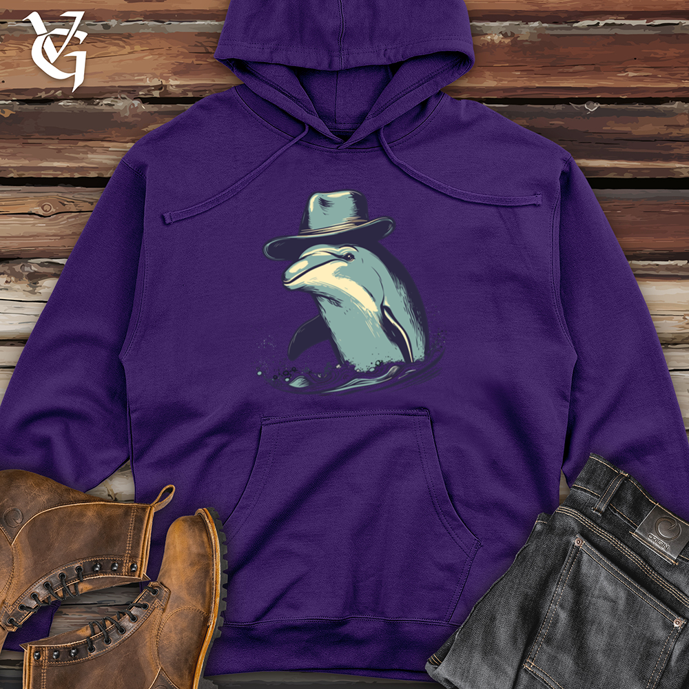 Viking Goods Dolphin Cowboy Ripples Midweight Hooded Sweatshirt Purple / L