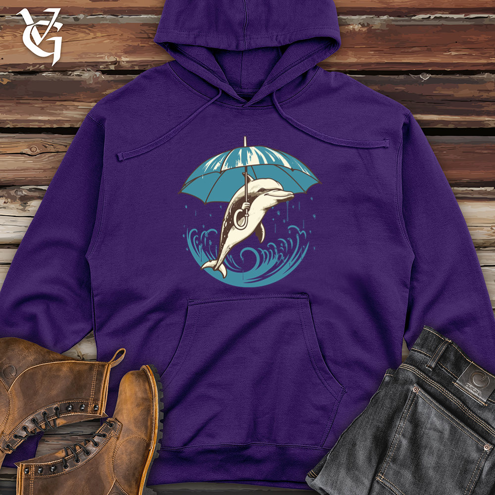 Viking Goods Dolphin Ocean Drizzle Umbrella Oasis Midweight Hooded Sweatshirt Purple / L