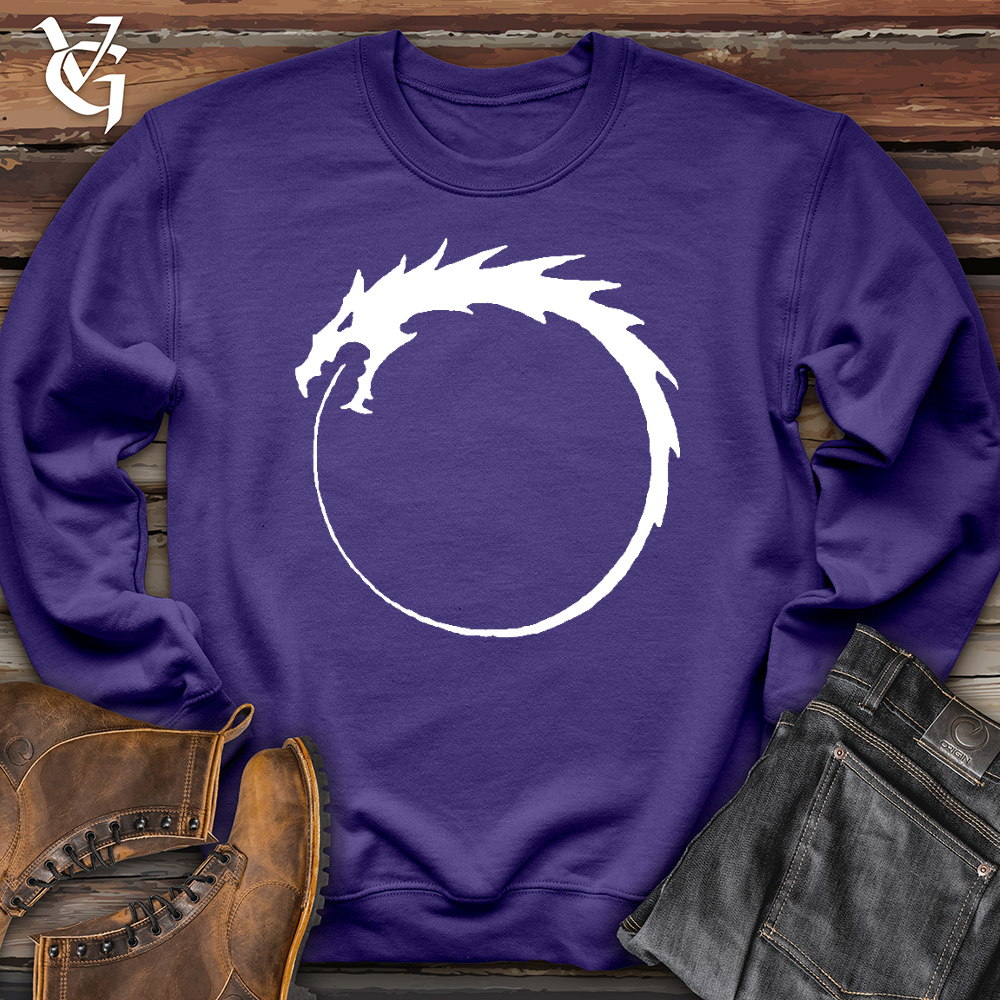 Viking Goods Dragon Circle White Crewneck Purple / L