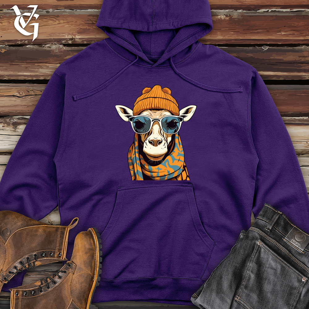 Giraffe Sky High Beanie Warmth Midweight Hooded Sweatshirt