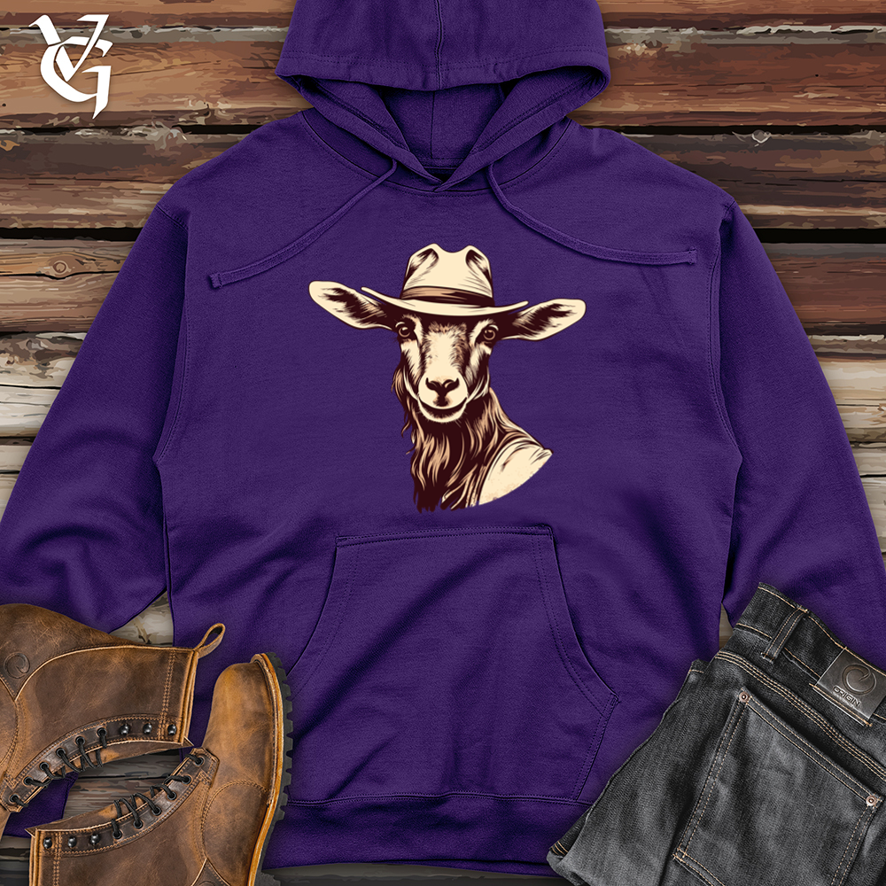 Viking Goods Goat Mountain Rodeo Cowboy Cap Midweight Hooded Sweatshirt Purple / L