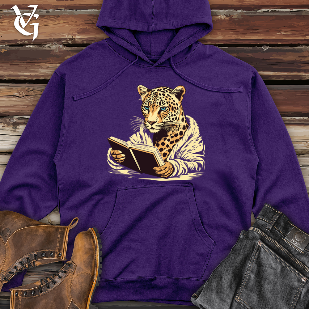 Viking Goods Leopard Book Club Midweight Hooded Sweatshirt Purple / L