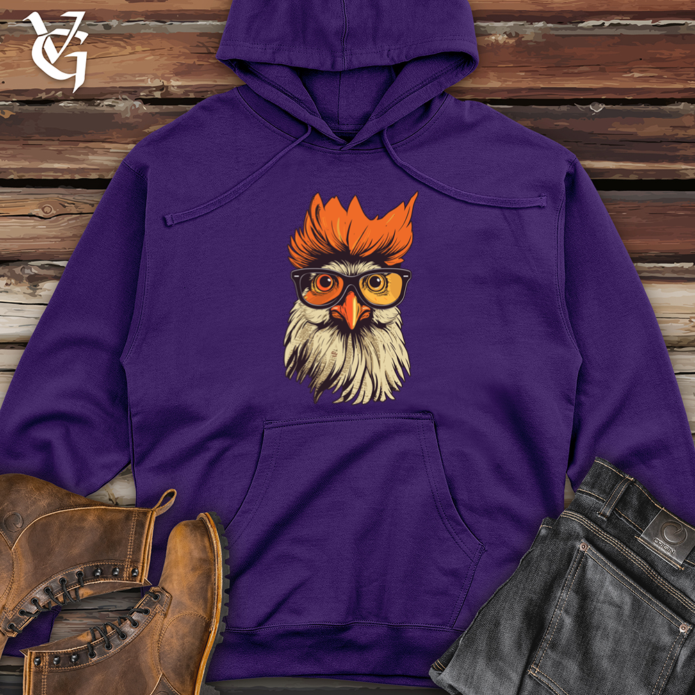 Viking Goods Orange Hair Hipster Chicken Midweight Hooded Sweatshirt Purple / L