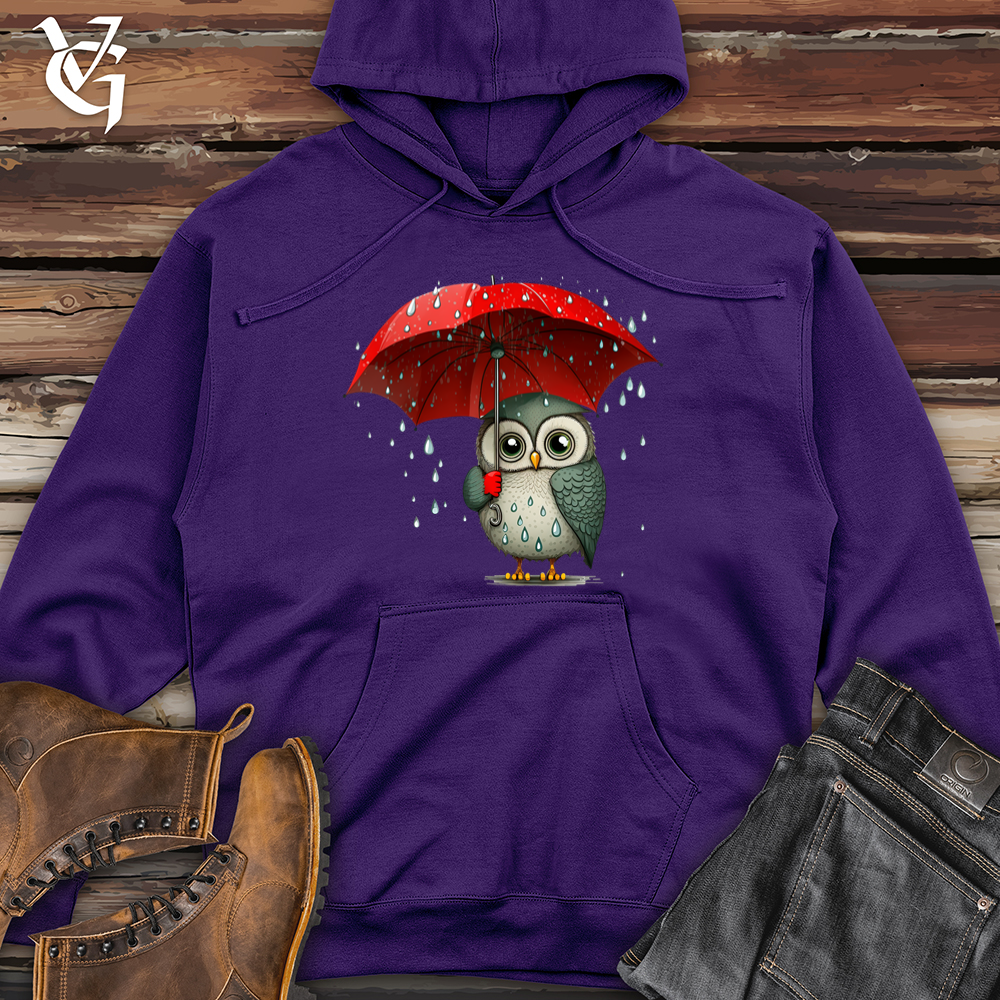 Viking Goods Owl In The Rain Midweight Hooded Sweatshirt Purple / L