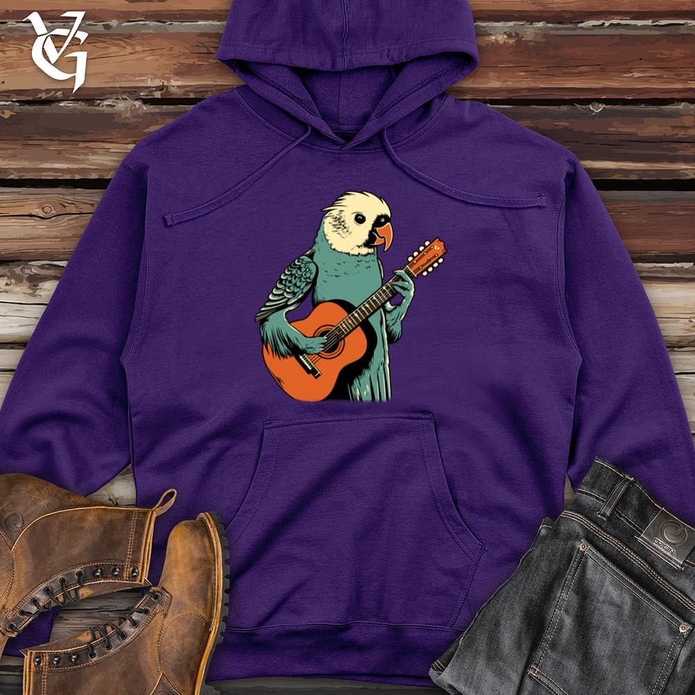Viking Goods Parakeet Strumming Guitar Midweight Hooded Sweatshirt Purple / L