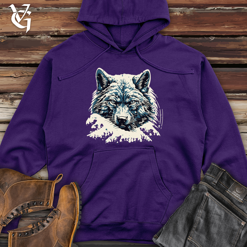Viking Goods Retro Blizzard Wolf Midweight Hooded Sweatshirt Purple / L