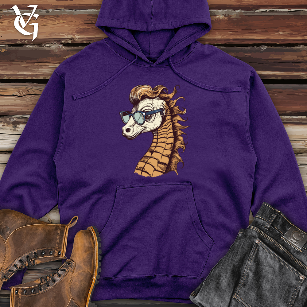 Viking Goods Seahorse Ocean Swell Hipster Hues Midweight Hooded Sweatshirt Purple / L