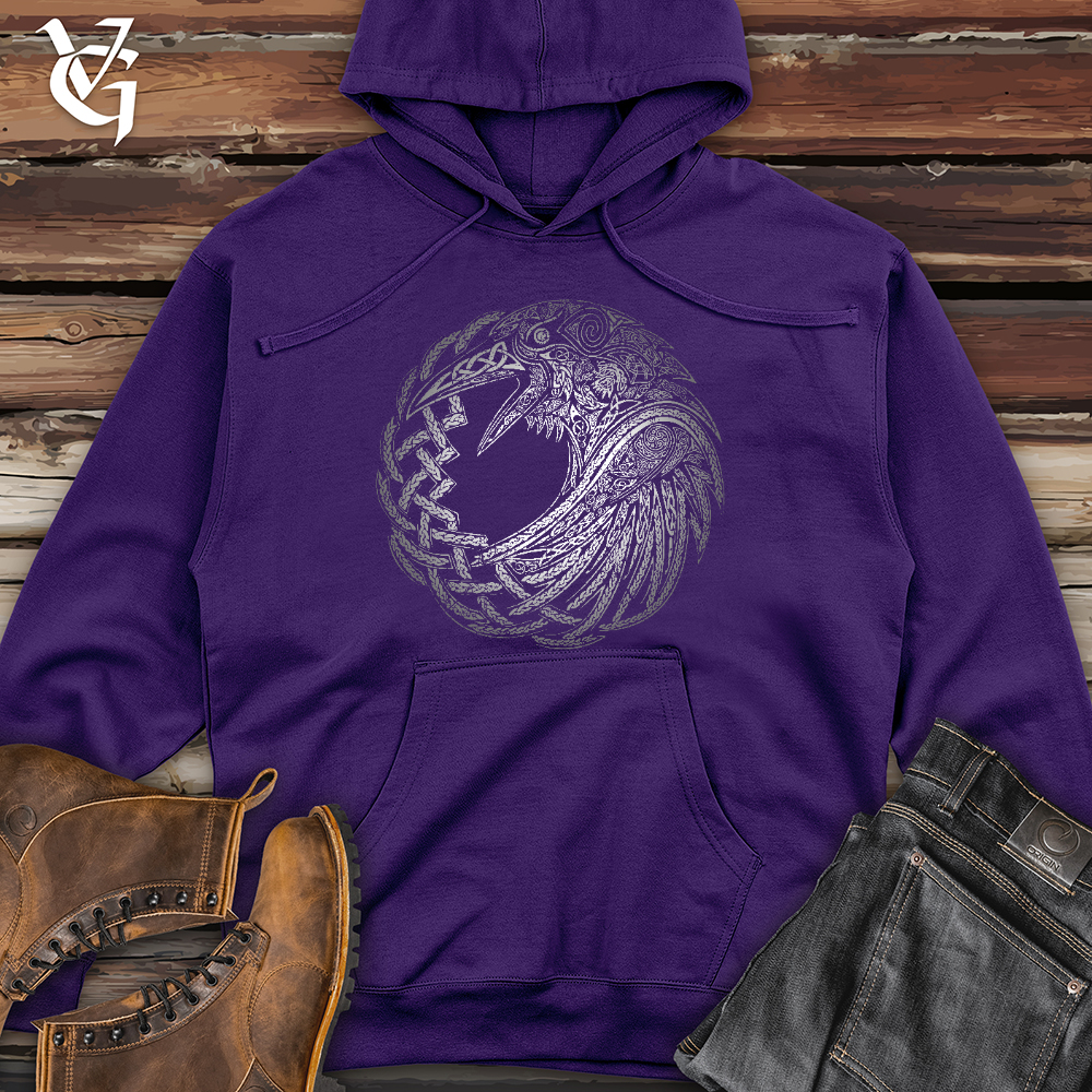 Viking Goods Silver Glass Raven Midweight Hooded Sweatshirt Purple / L
