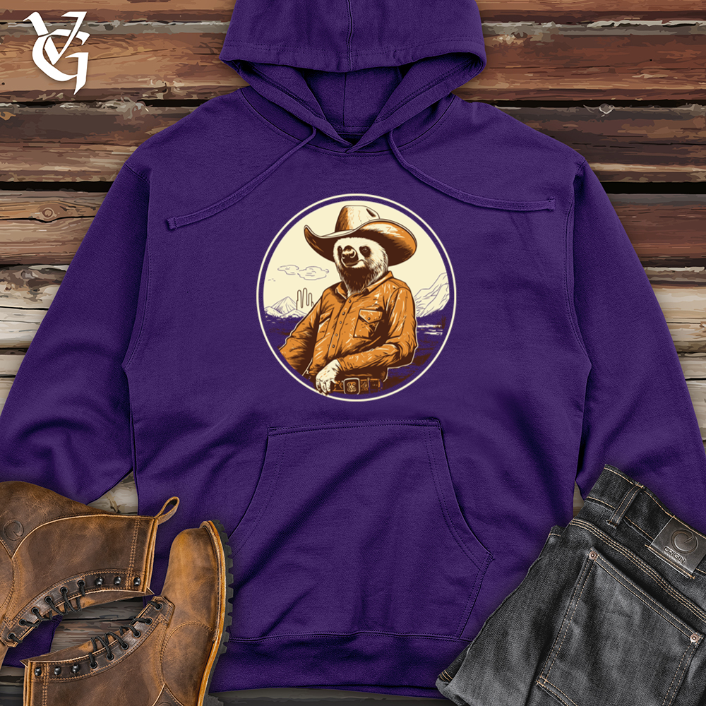Viking Goods Sloth Slow motion Western Hat Swag Midweight Hooded Sweatshirt Purple / L