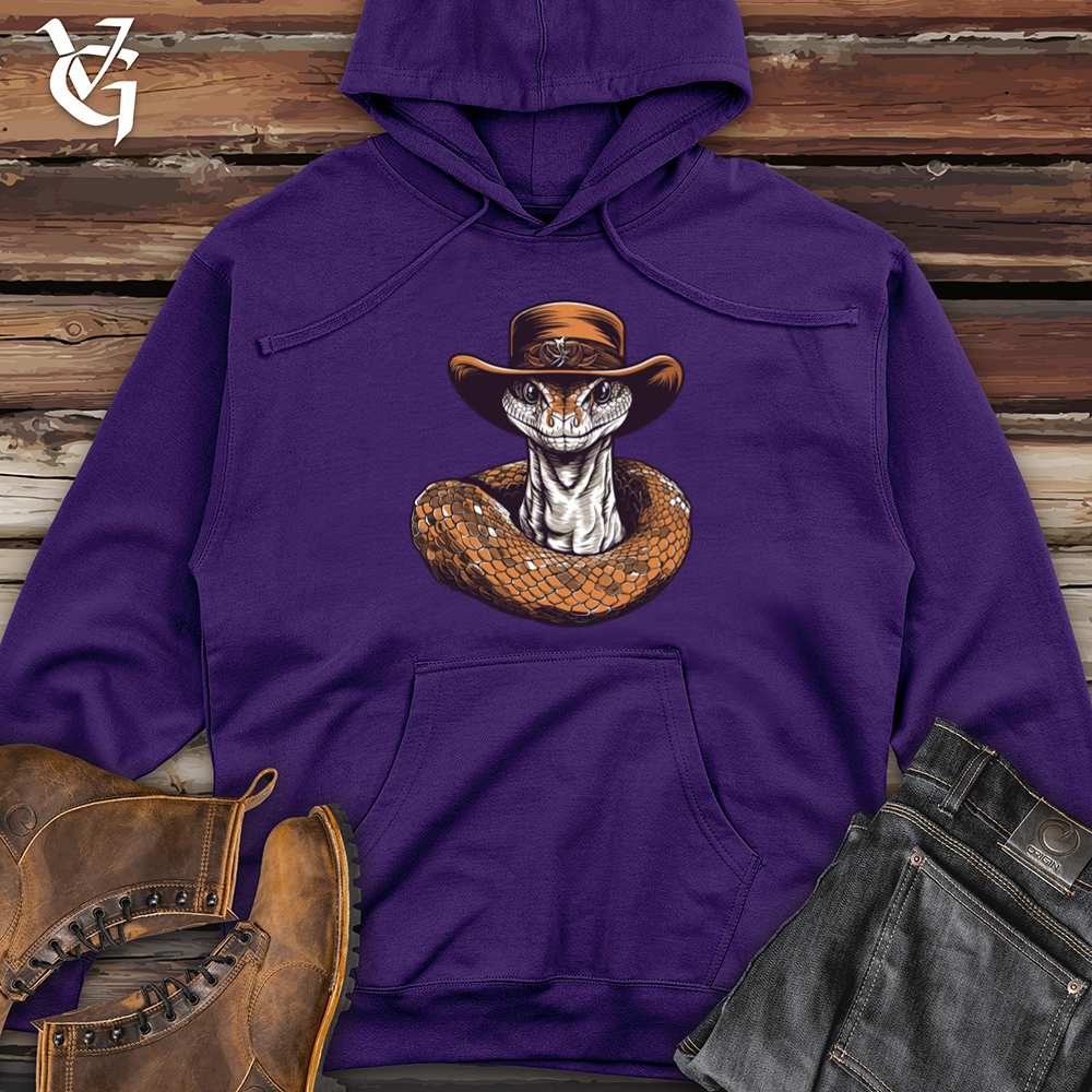 Viking Goods Snake Cowboy Wild West Slither Midweight Hooded Sweatshirt Purple / L