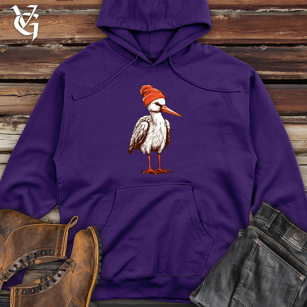 Viking Goods Stork Winter Wander Beanie Blend Midweight Hooded Sweatshirt Purple / L