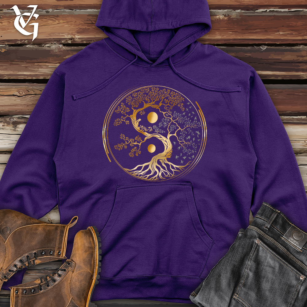 Viking Goods Tree of Life Yin Yang Midweight Hooded Sweatshirt Purple / L