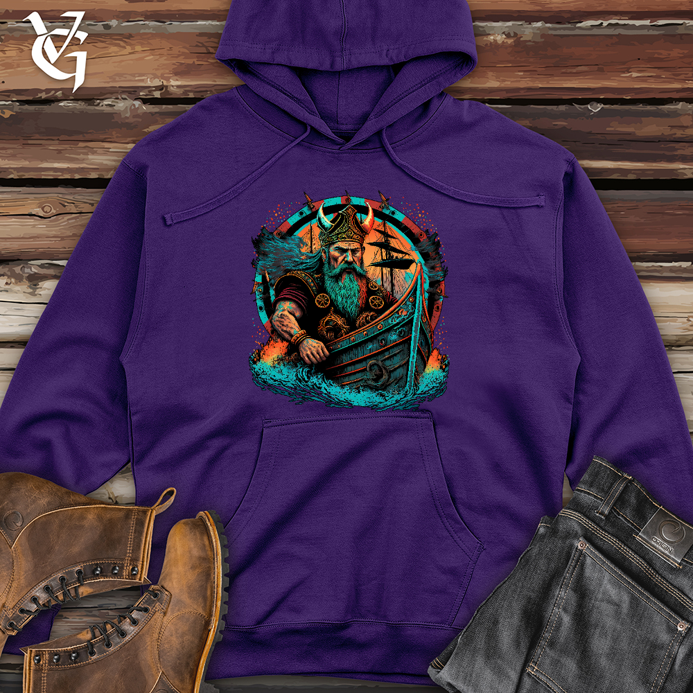 Viking Goods Viking Ship Midweight Hooded Sweatshirt Purple / L