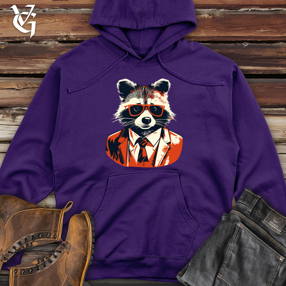 Viking Goods Vintage Dapper Raccoon Midweight Hooded Sweatshirt Purple / L