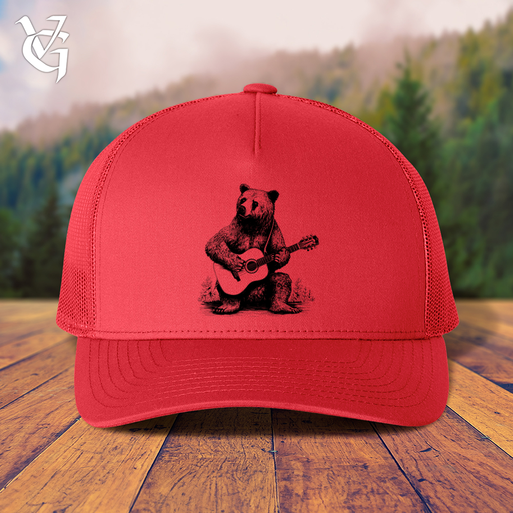 Viking Goods Bear Guitarist Trucker Cap Red