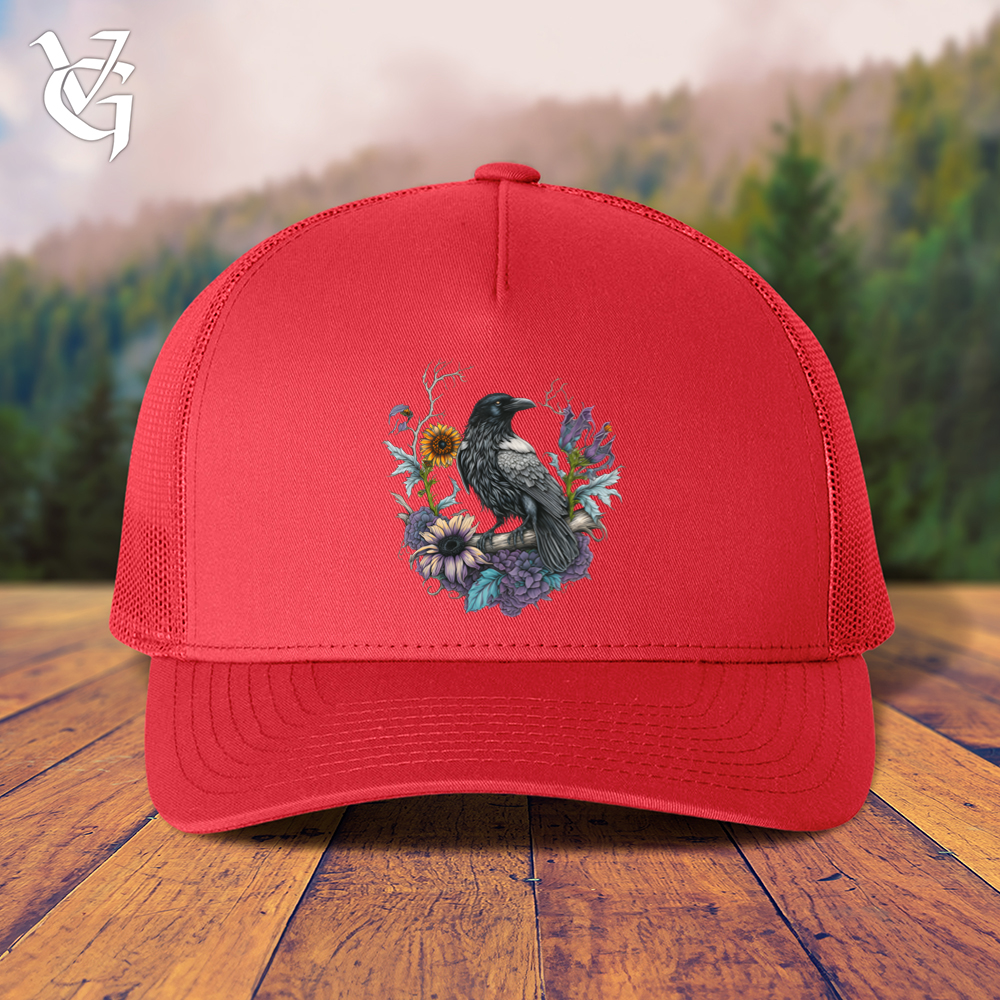 Flower Wreath Raven Trucker Cap