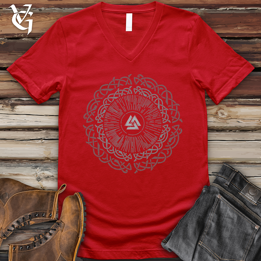 Viking Goods Ancient Round Celtic V- Neck Tee Red / L