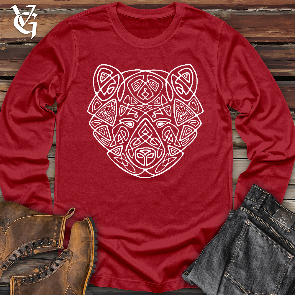 Viking Goods Bear Head Celtic Style Long Sleeve Red / L