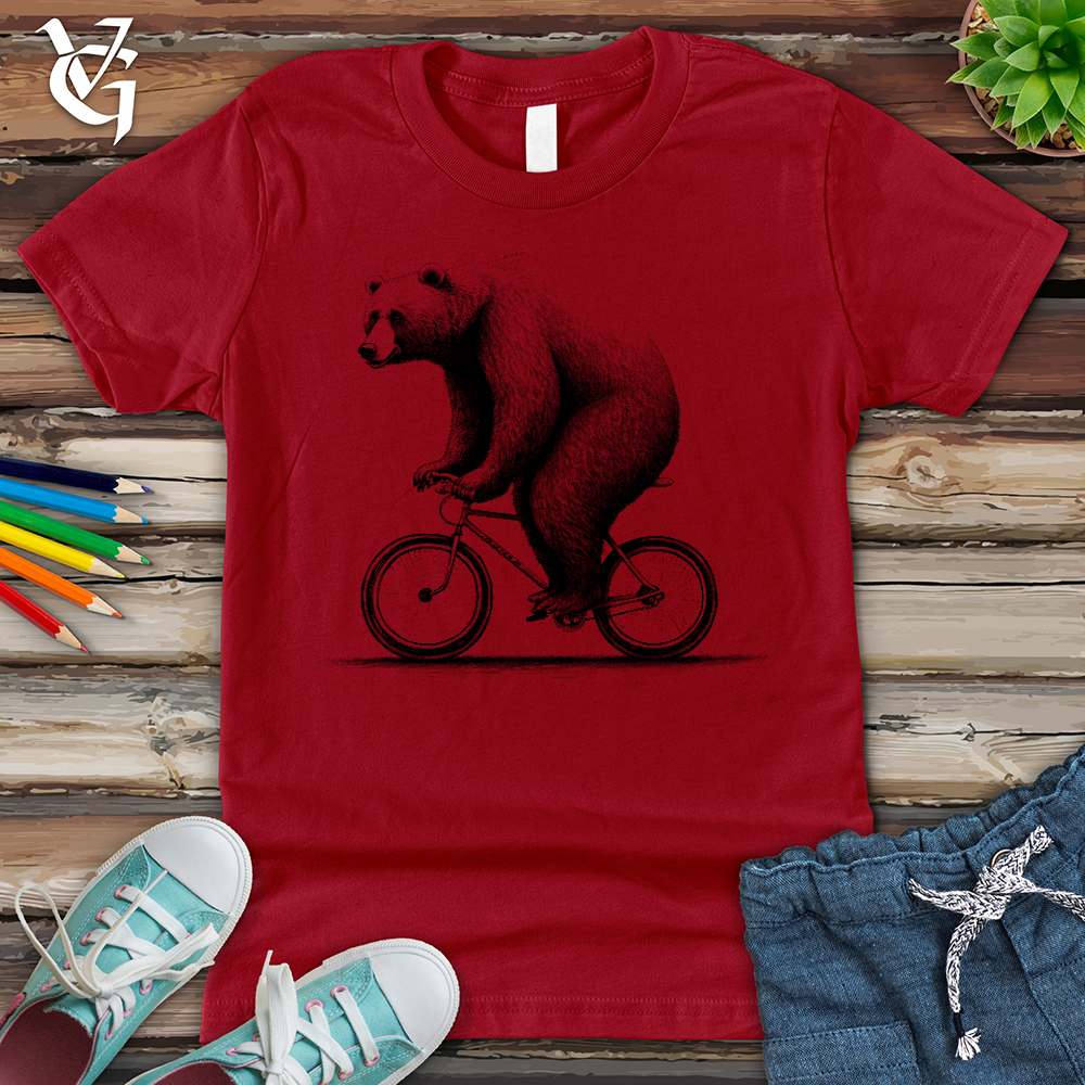 Viking Goods Bear Riding Bike Youth Tee Red / L