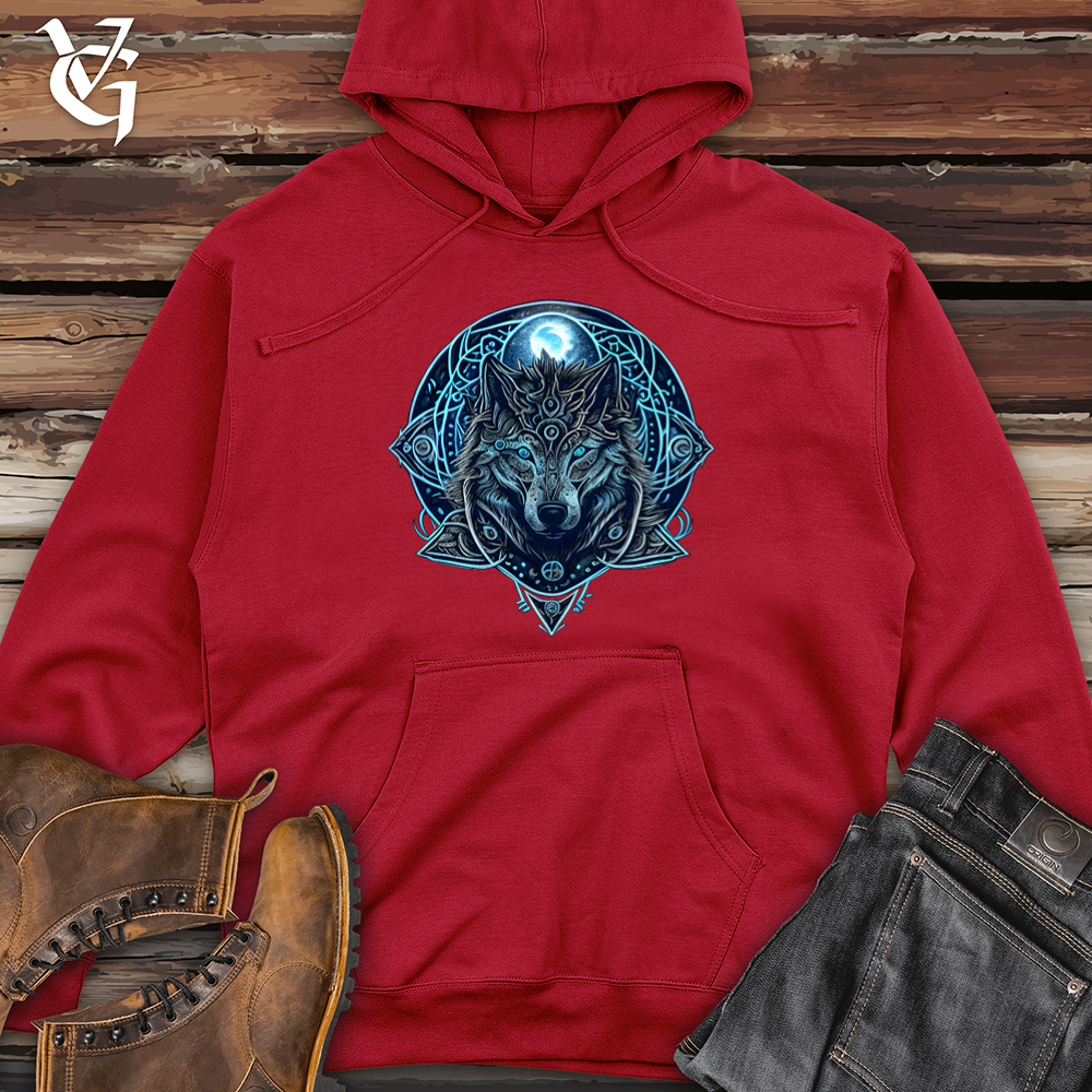 Viking Goods Celtic Fenrir Wolf Midweight Hooded Sweatshirt Red / L
