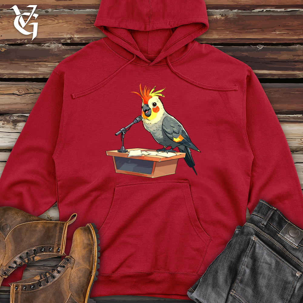 Viking Goods Cockatiel Speech Advocate Midweight Hooded Sweatshirt Red / L