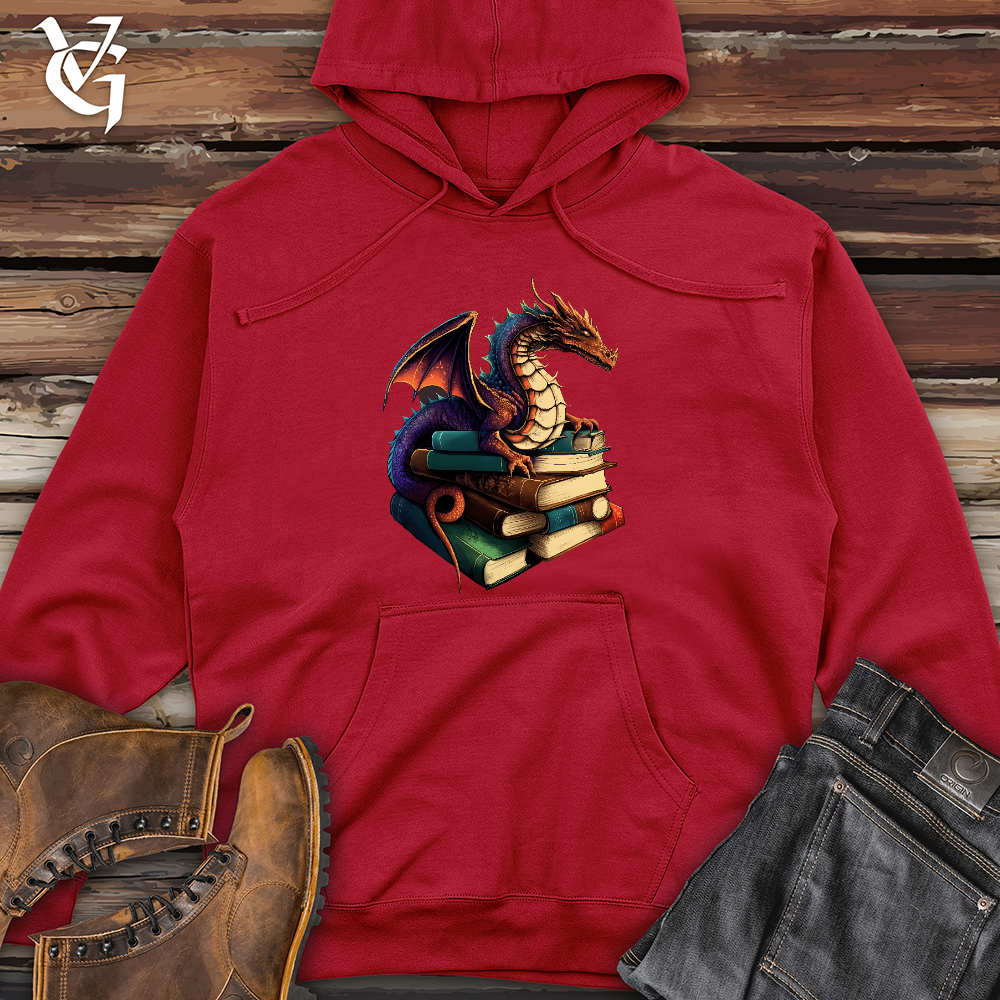 Viking Goods Dragon Book Hoarder Midweight Hooded Sweatshirt Red / L