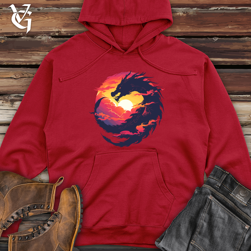 Viking Goods Dragon Embrace Eclipse Midweight Hooded Sweatshirt Red / L