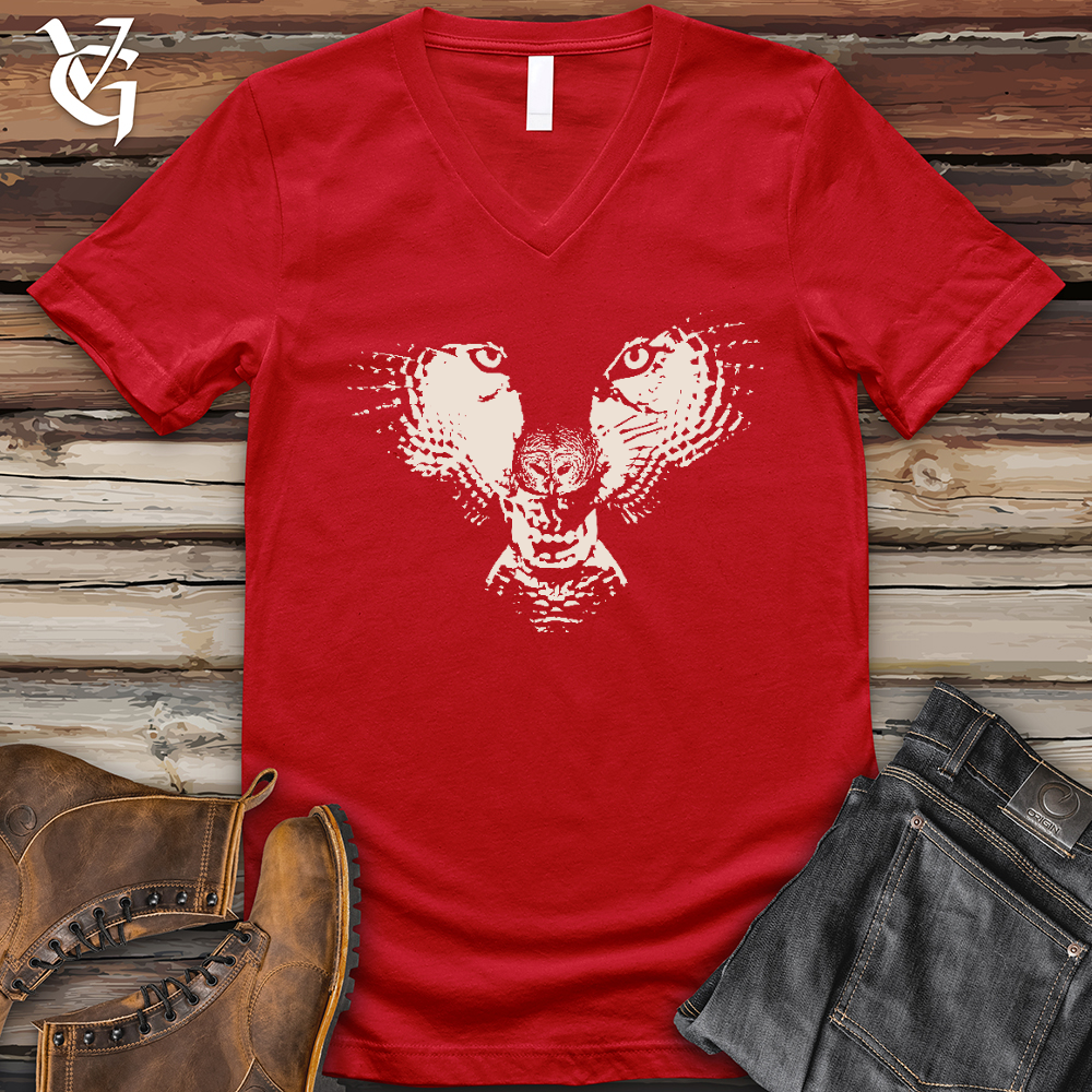 Viking Goods Flying Wolf V- Neck Tee Red / L