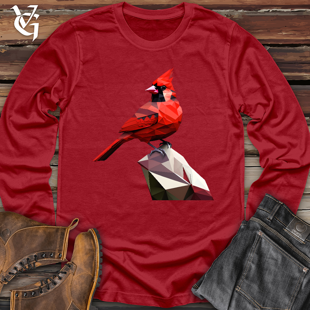 Viking Goods Geometric Cardinal Bird Long Sleeve Red / L