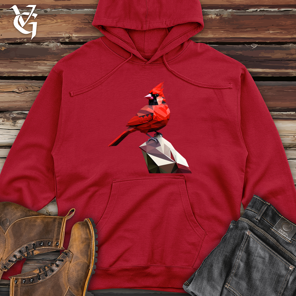 Viking Goods Geometric Cardinal Bird Midweight Hooded Sweatshirt Red / L