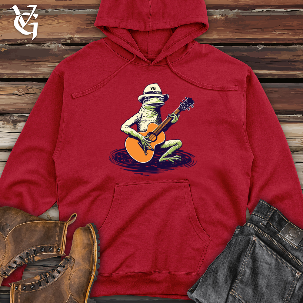 Viking Goods Guitar Groove Frog Midweight Hooded Sweatshirt Red / L