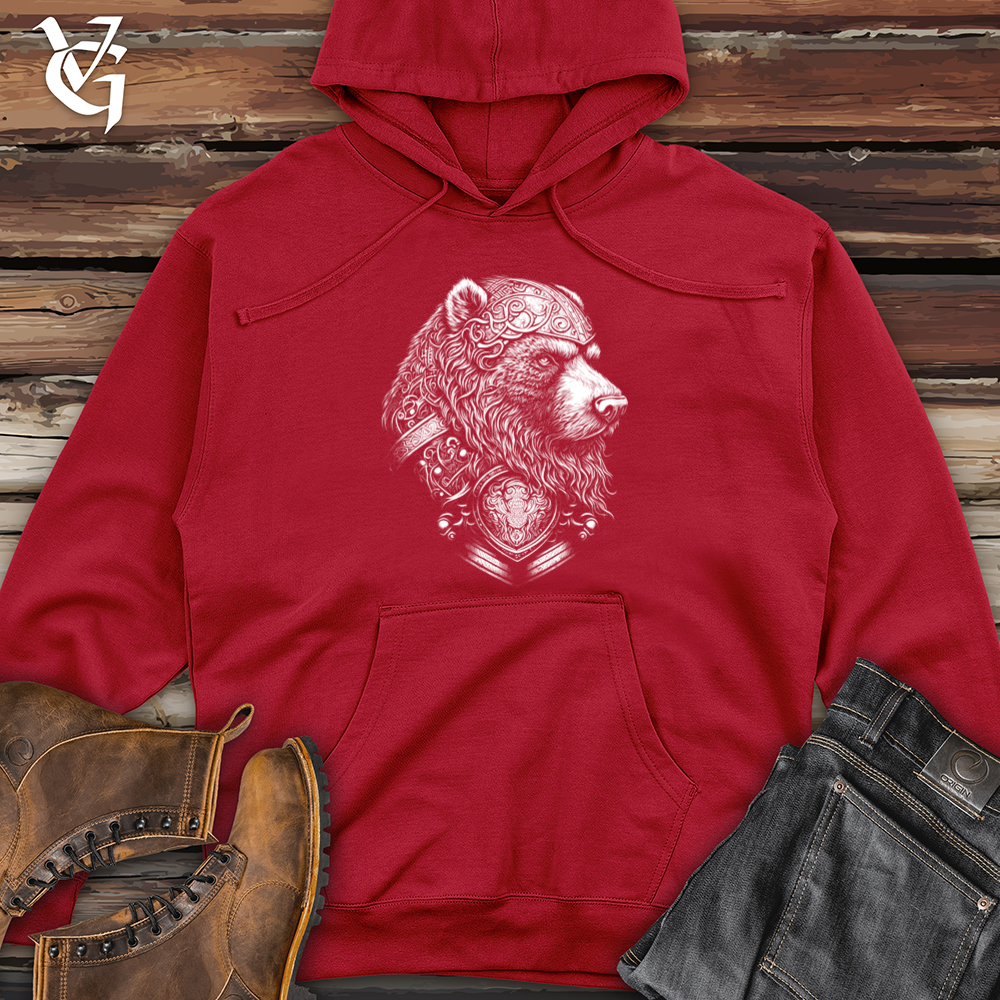 Viking Goods Handsome Celtic Bear Midweight Hooded Sweatshirt Red / L