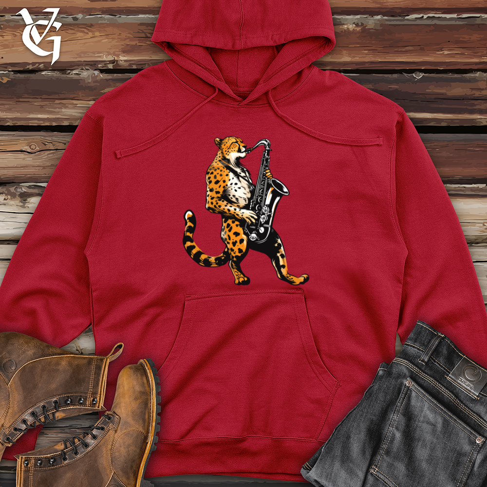 Viking Goods Jazz Cheetah Groove Midweight Hooded Sweatshirt Red / L