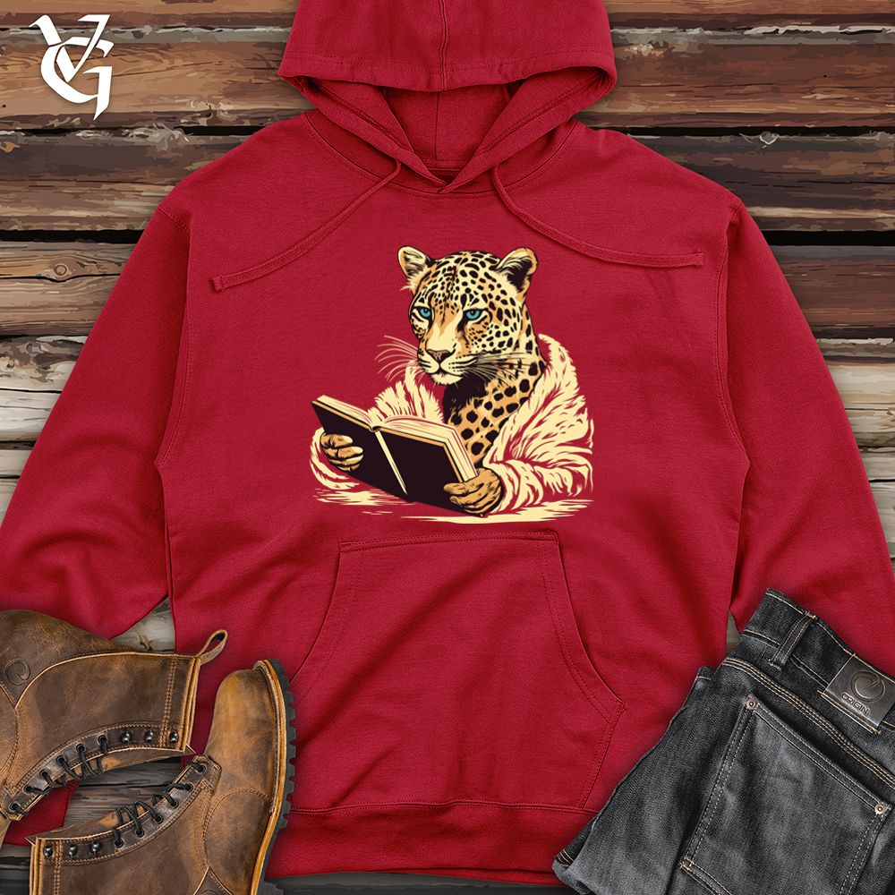 Viking Goods Leopard Book Club Midweight Hooded Sweatshirt Red / L