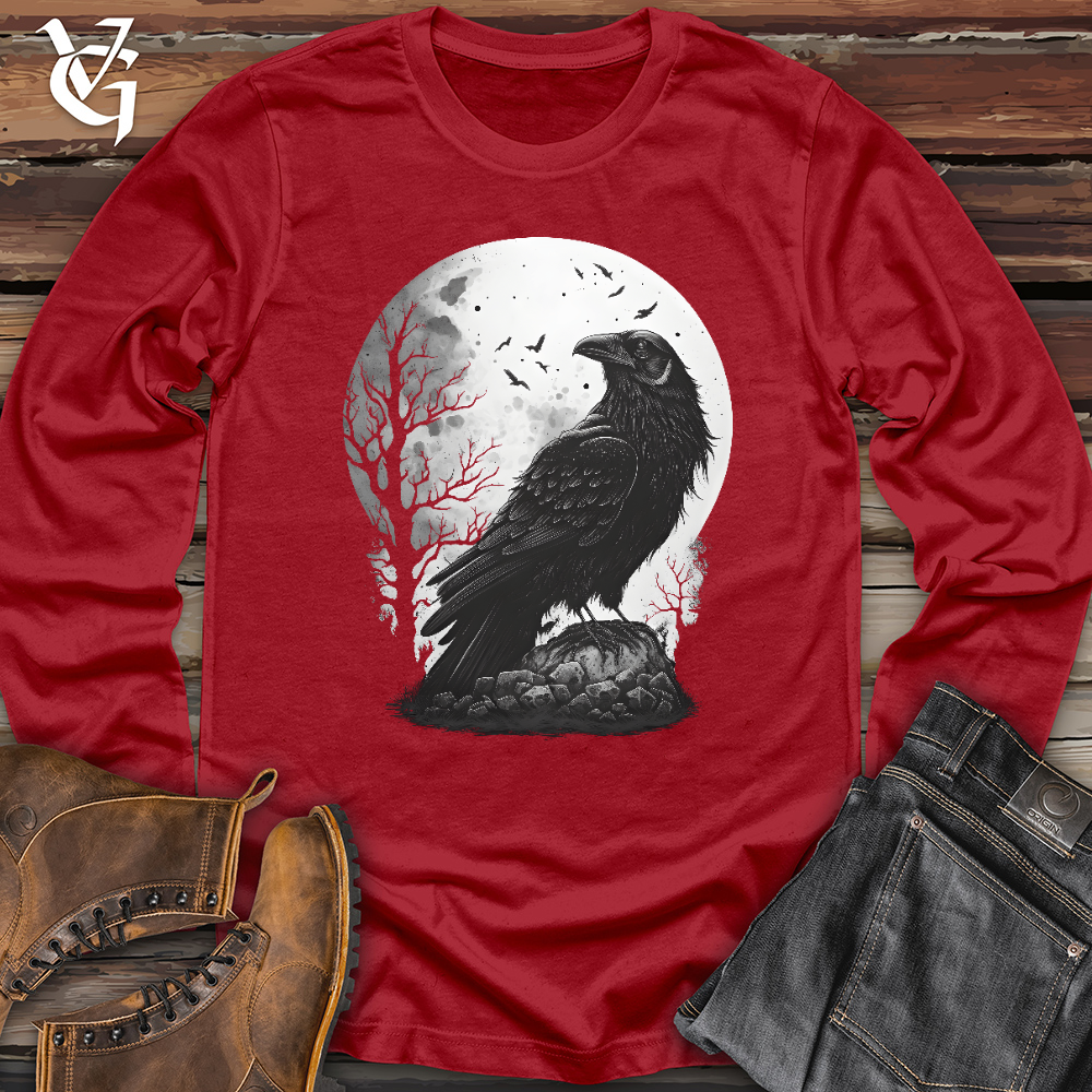Viking Goods Midnight Raven Perch Long Sleeve Red / L