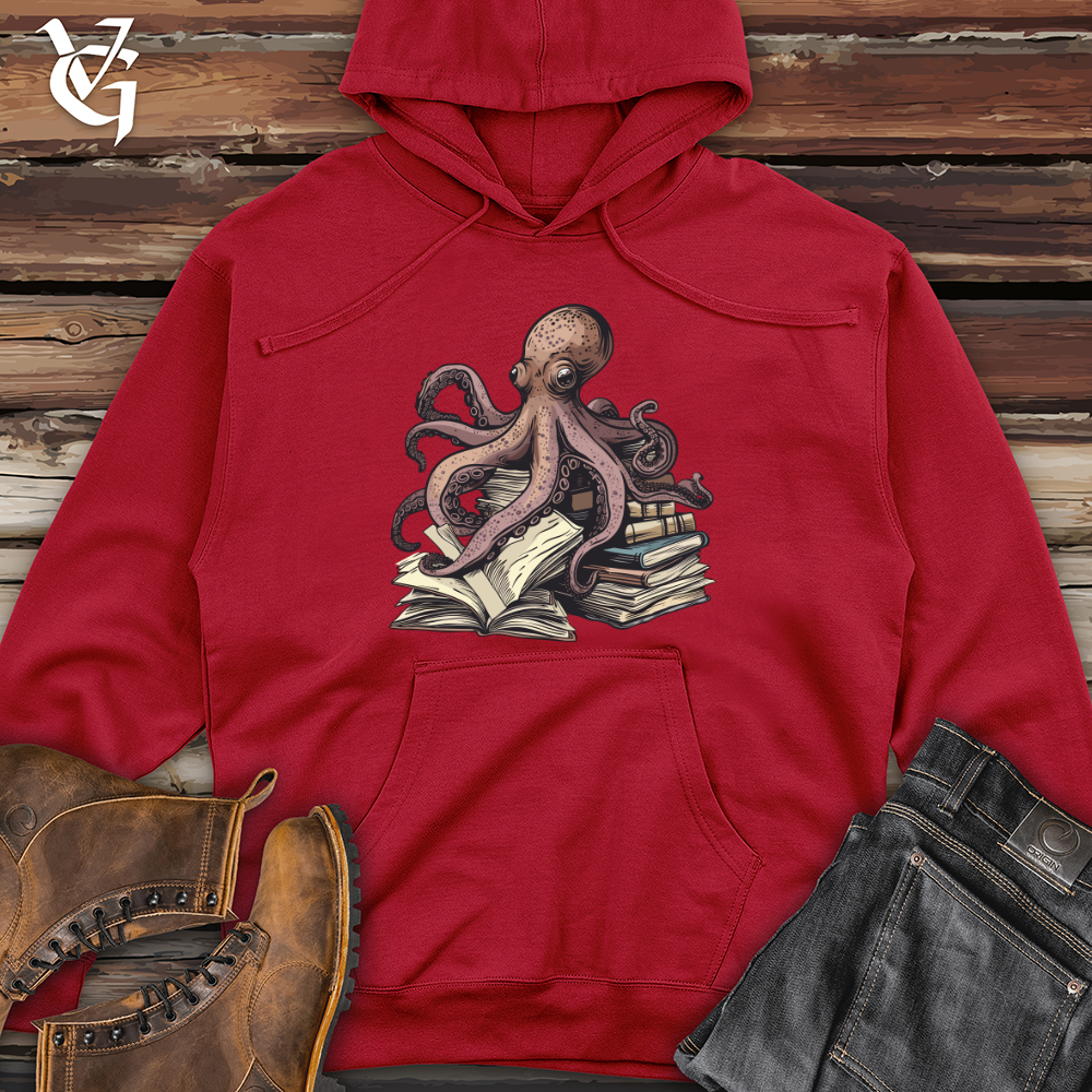 Viking Goods Octopus Book Wisdom Midweight Hooded Sweatshirt Red / L