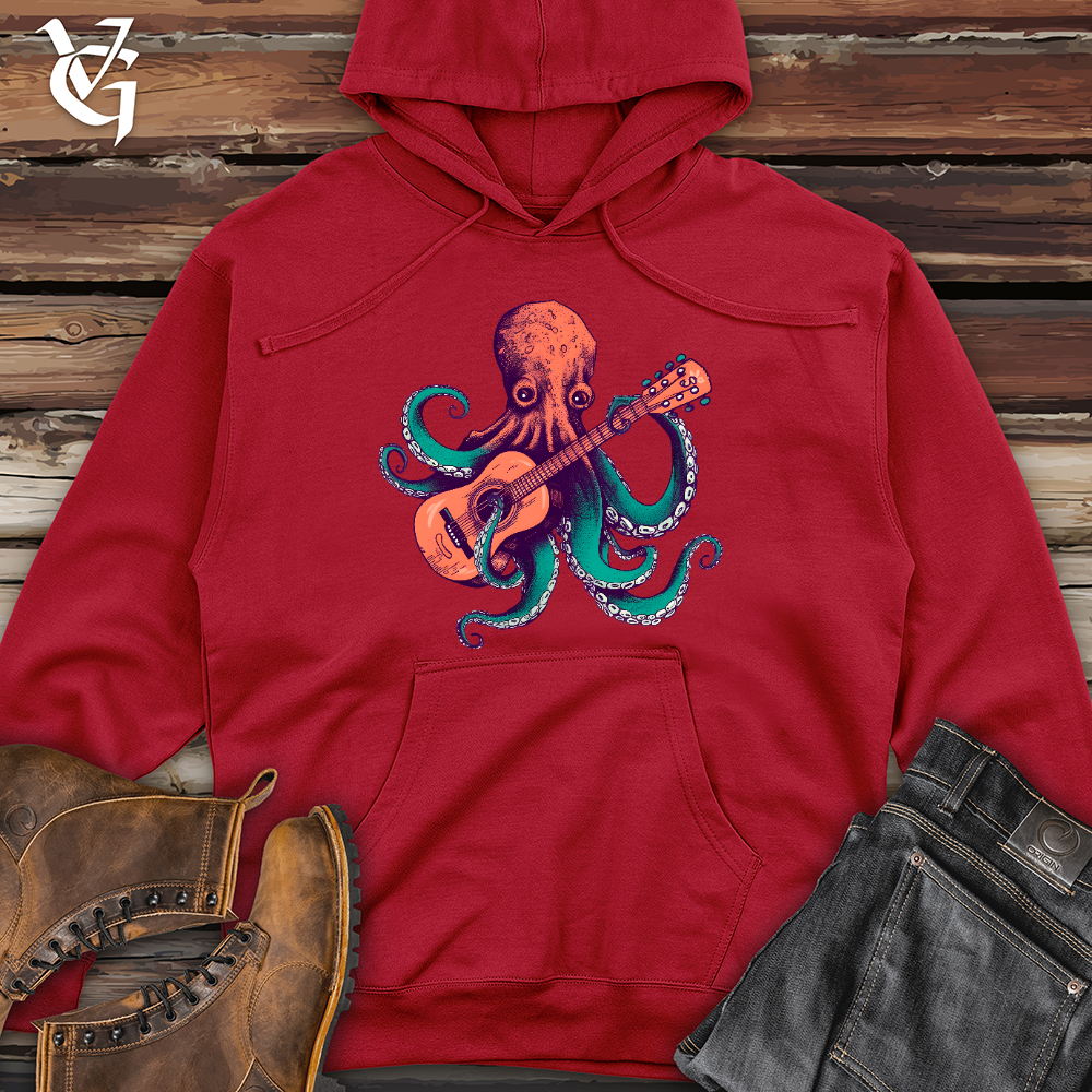 Viking Goods Octopus Guitarist Midweight Hooded Sweatshirt Red / L