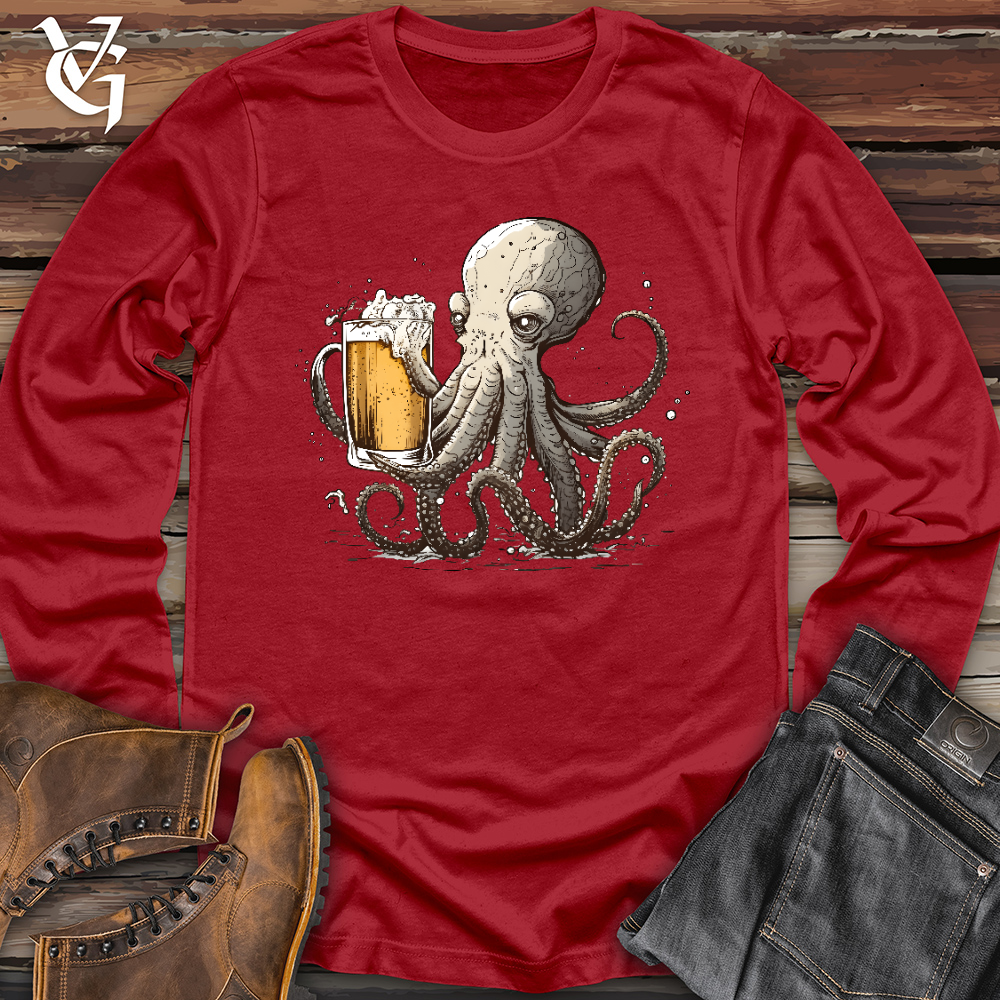 Viking Goods Octopus Happy Hour Long Sleeve Red / L
