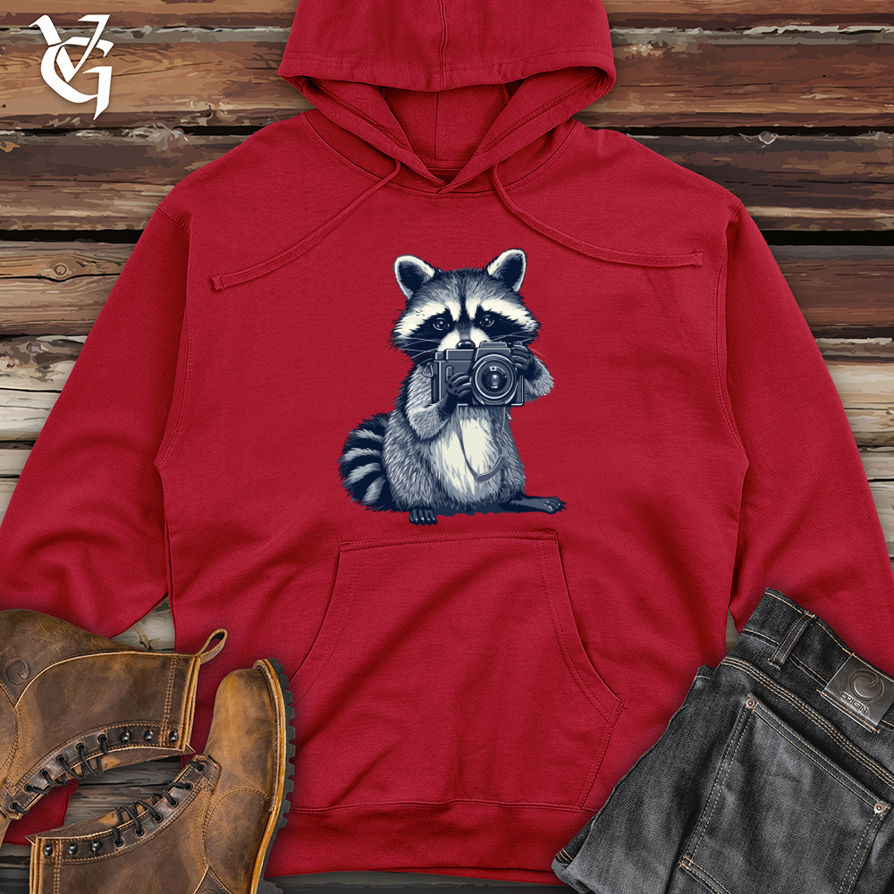 Viking Goods Raccoon Photographer Snapshot Midweight Hooded Sweatshirt Red / L