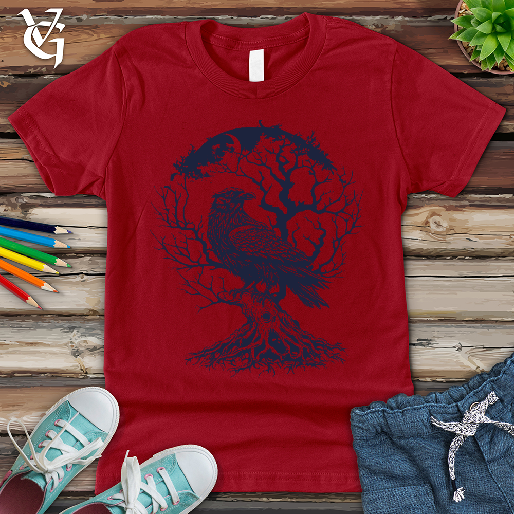 Viking Goods Raven and Old Tree Tattoo Youth Tee Red / L